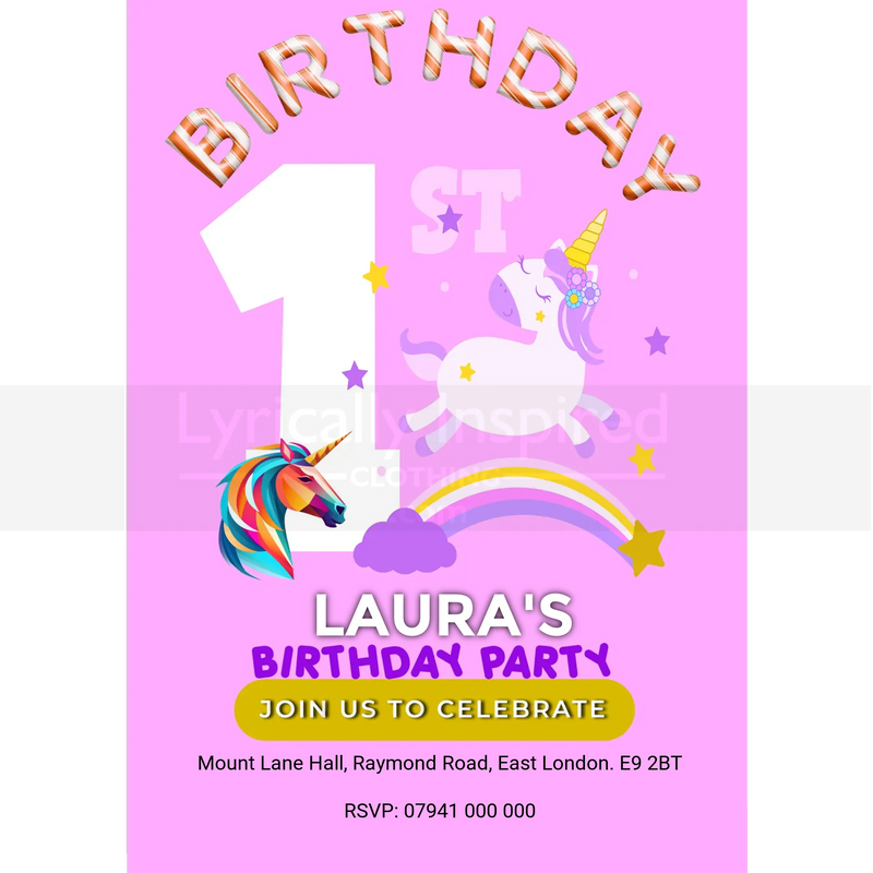 1ST BIRTHDAY UNICORN GIRL