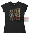 FAITH OVER FEAR LADIES T SHIRT TARTAN PATTERN PRINT