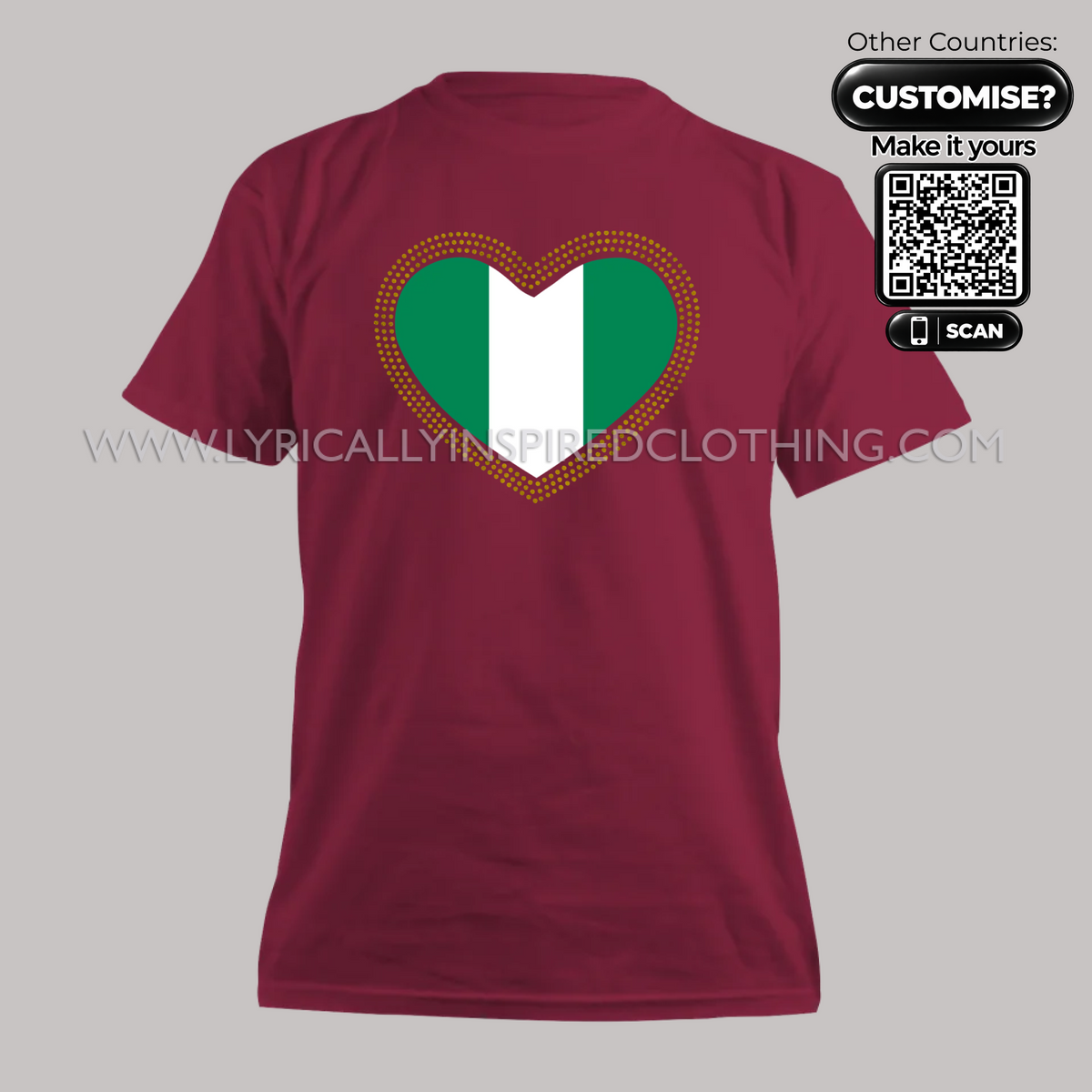 Nigeria Independence Flag Rhinestone Heart Unisex T Shirt