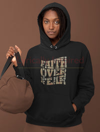 FAITH OVER FEAR UNISEX HOODIE TARTAN PATTERN PRINT