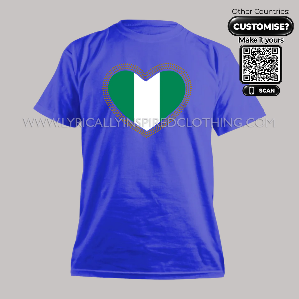 Nigeria Independence Flag Rhinestone Heart Unisex T Shirt