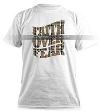 FAITH OVER FEAR UNISEX or MENS T SHIRT TARTAN PATTERN PRINT