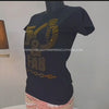50 & FAB Gold Rhinestone Black T Shirt